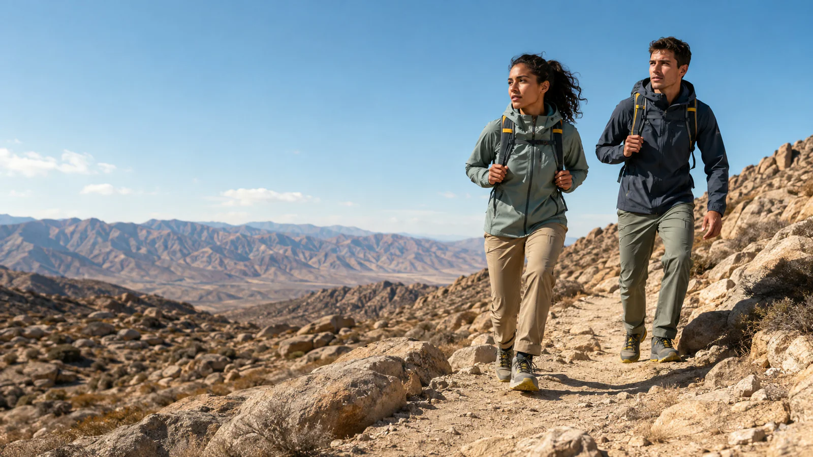 Hiker moving through open mountain terrain in GOPAK gear